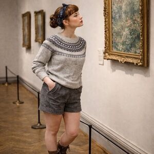 Vintage Style Weatherproof Fair Isle Sweater – Classic Nordic Style (Size M)